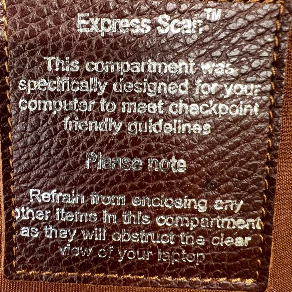 Classico by‎ Mosaic Express Scan Zip Briefcase Laptop Bag Brown Leather